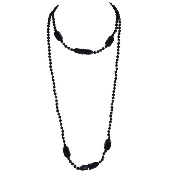 Victorian French Jet Bead Flapper Necklace